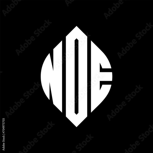 NOE circle letter logo design with circle and ellipse shape. NOE ellipse letters with typographic style. The three initials form a circle logo. NOE circle emblem abstract monogram letter mark vector.