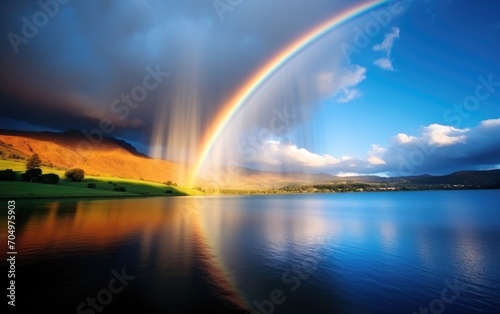 Beauty of rainbow and sea. Rainbow  sea.