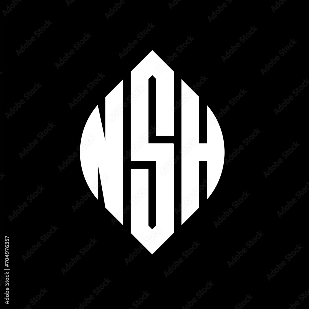 NSH circle letter logo design with circle and ellipse shape. NSH ellipse letters with typographic style. The three initials form a circle logo. NSH circle emblem abstract monogram letter mark vector. NSH circle letter logo design with circle and ellipse shape. NSH ellipse letters with typographic style. The three initials form a circle logo. NSH circle emblem abstract monogram letter mark vector.