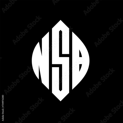 NSB circle letter logo design with circle and ellipse shape. NSB ellipse letters with typographic style. The three initials form a circle logo. NSB circle emblem abstract monogram letter mark vector. photo