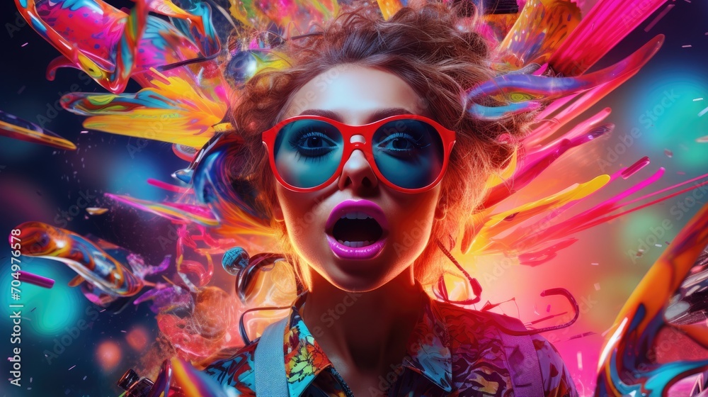 Design a photo collage of an energetic woman Design a photo collage of an energetic woman