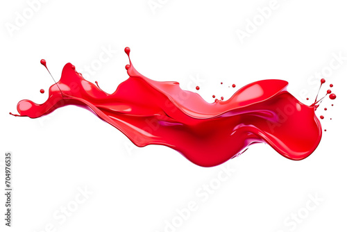3D Liquid red splash Color design Stroke with studio lighting. Blob color isolated white background PNG