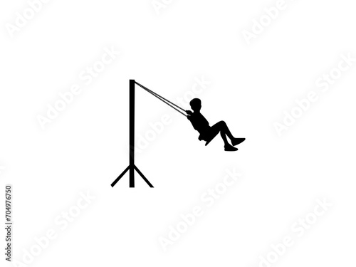  boy swings icon.  boy swings sideways silhouette vector.