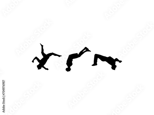 silhouette of a man jumping. jumping back flip silhouette.