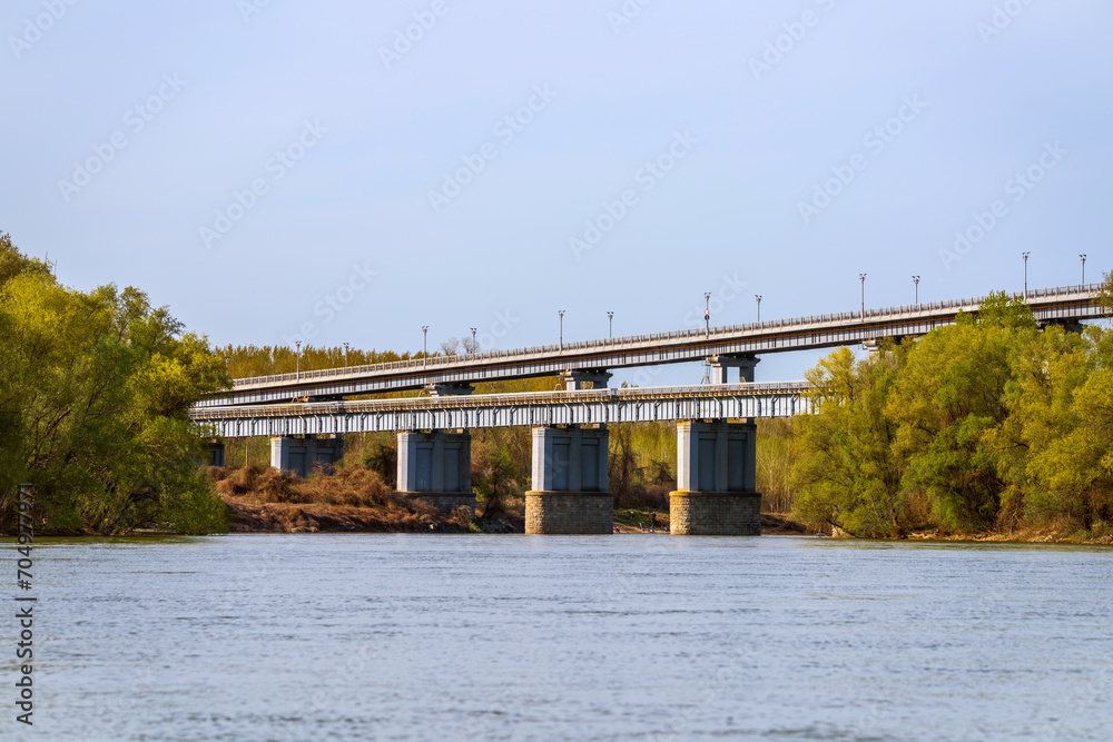 The bridge of friendship between Romania and Bulgaria - Bridge over the Danube river - Podul Prieteniei Giurgiu - Ruse