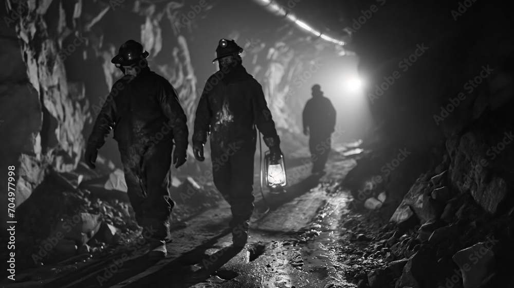 Miners in the mine go to work