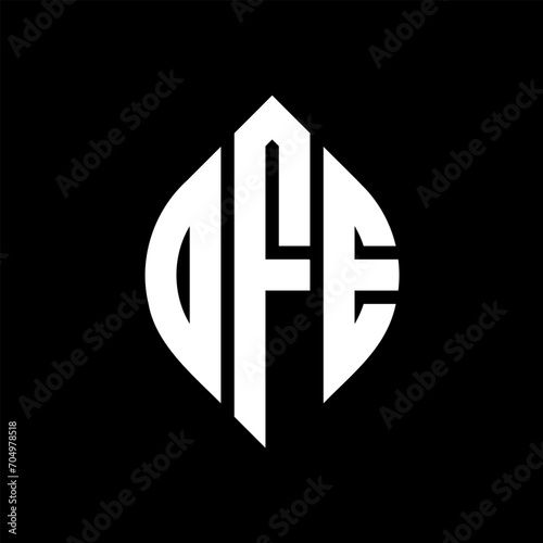 OFE circle letter logo design with circle and ellipse shape. OFE ellipse letters with typographic style. The three initials form a circle logo. OFE circle emblem abstract monogram letter mark vector.