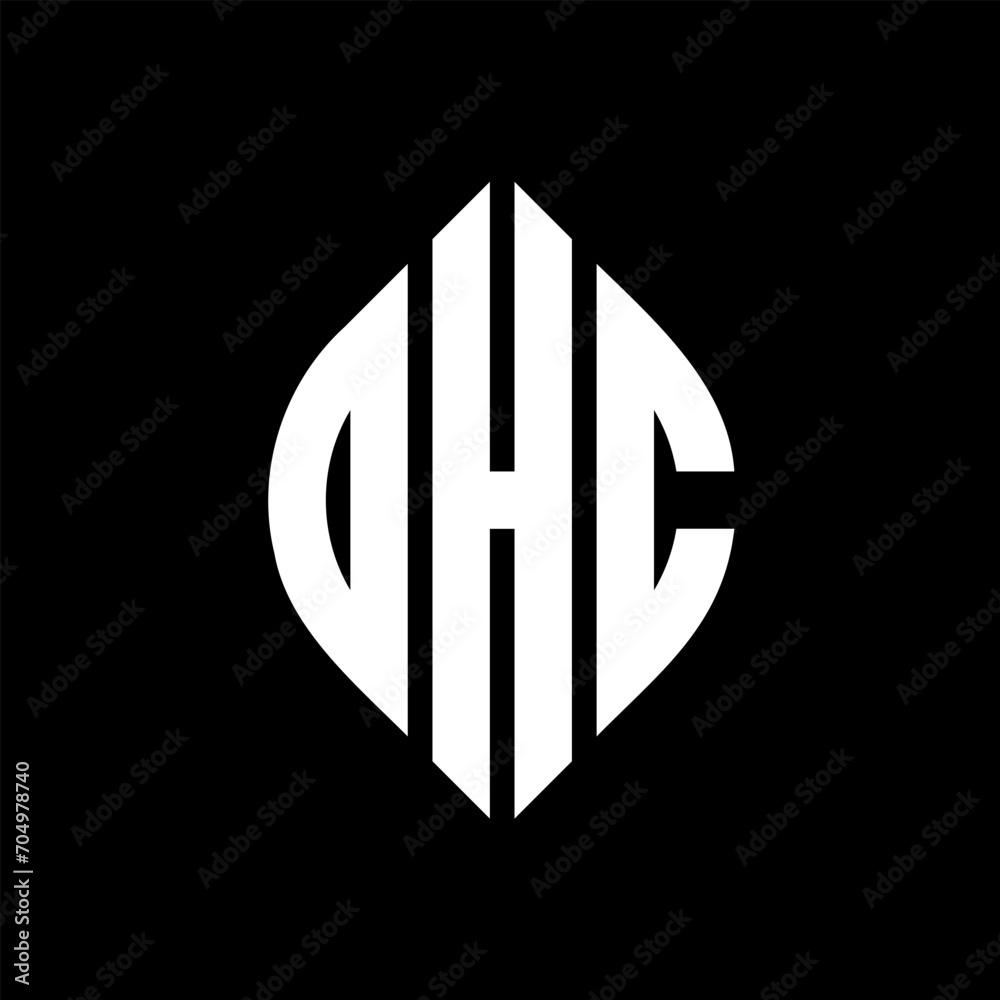 OHC circle letter logo design with circle and ellipse shape. OHC ellipse letters with typographic style. The three initials form a circle logo. OHC circle emblem abstract monogram letter mark vector. OHC circle letter logo design with circle and ellipse shape. OHC ellipse letters with typographic style. The three initials form a circle logo. OHC circle emblem abstract monogram letter mark vector.