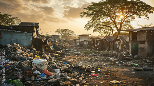 Slums in poor countries. A country that remains in development. photo