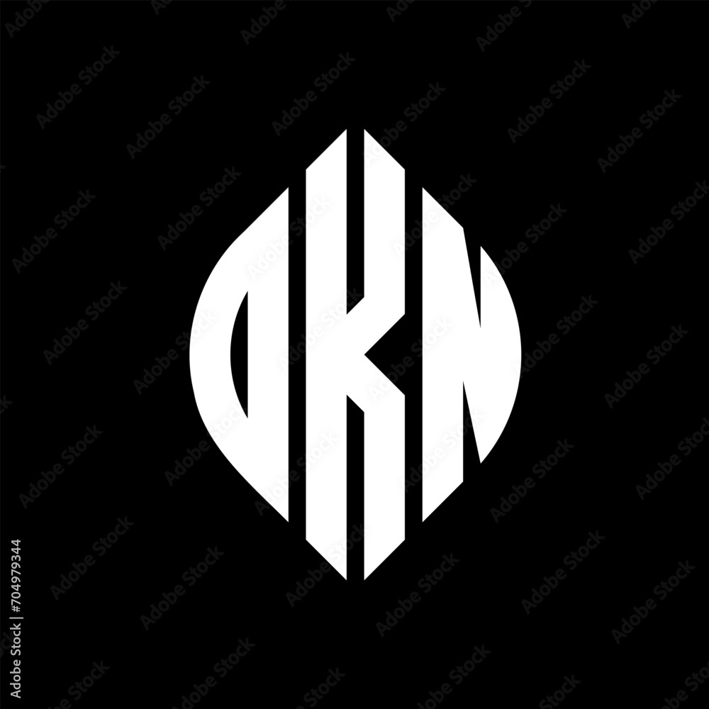 OKN circle letter logo design with circle and ellipse shape. OKN ellipse letters with typographic style. The three initials form a circle logo. OKN circle emblem abstract monogram letter mark vector. OKN circle letter logo design with circle and ellipse shape. OKN ellipse letters with typographic style. The three initials form a circle logo. OKN circle emblem abstract monogram letter mark vector.
