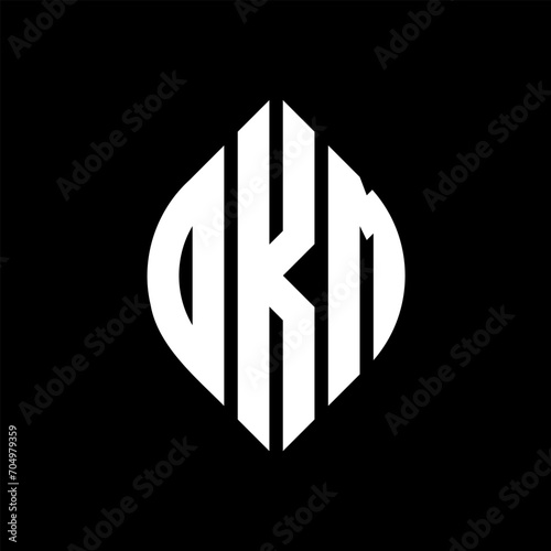 OKM circle letter logo design with circle and ellipse shape. OKM ellipse letters with typographic style. The three initials form a circle logo. OKM circle emblem abstract monogram letter mark vector.