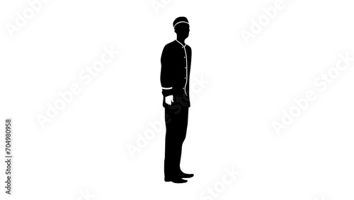 hotel bellman, black isolated silhouette