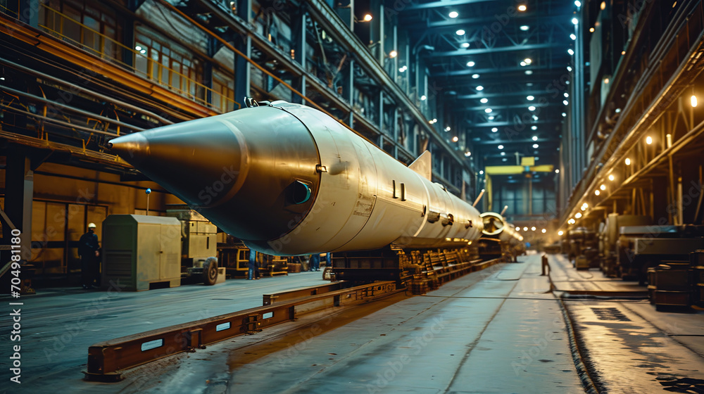 Rocket factory. Process of creating rockets and big missiles. Rocket factory. Process of creating rockets and big missiles.