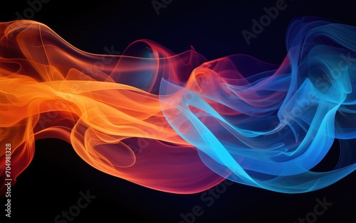 Wisps of translucent smoke taking the form of dynamic and colorful abstract shapes.