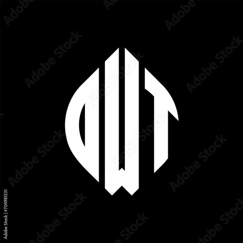 OWT circle letter logo design with circle and ellipse shape. OWT ellipse letters with typographic style. The three initials form a circle logo. OWT circle emblem abstract monogram letter mark vector. photo