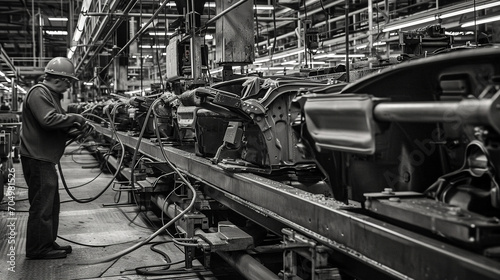 Car factory. The process of creating cars. 