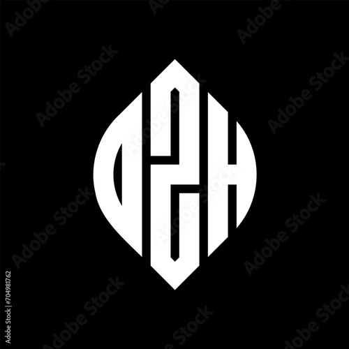 OZH circle letter logo design with circle and ellipse shape. OZH ellipse letters with typographic style. The three initials form a circle logo. OZH circle emblem abstract monogram letter mark vector.