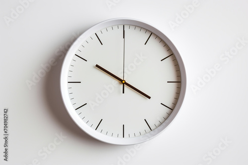 Minimal wall clock on white wall background