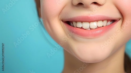 Girl smiling showing her healthy teeth. Concept of healthy teeth and oral hygiene, dentistry