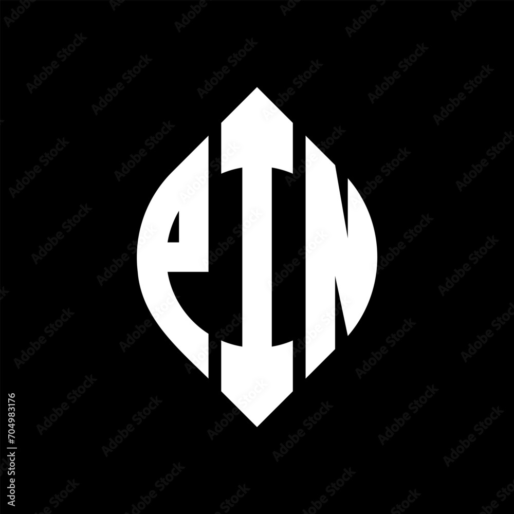 PIN circle letter logo design with circle and ellipse shape. PIN ellipse letters with typographic style. The three initials form a circle logo. PIN circle emblem abstract monogram letter mark vector. PIN circle letter logo design with circle and ellipse shape. PIN ellipse letters with typographic style. The three initials form a circle logo. PIN circle emblem abstract monogram letter mark vector.