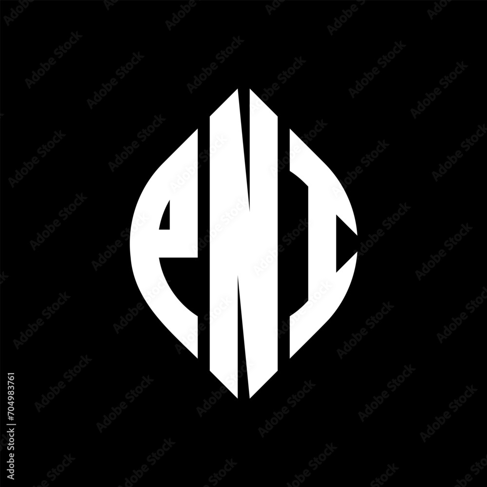 PNI circle letter logo design with circle and ellipse shape. PNI ellipse letters with typographic style. The three initials form a circle logo. PNI circle emblem abstract monogram letter mark vector. PNI circle letter logo design with circle and ellipse shape. PNI ellipse letters with typographic style. The three initials form a circle logo. PNI circle emblem abstract monogram letter mark vector.