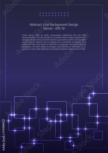 Abstract line background design, group of square lines intersect together with glowing light, blue color tone