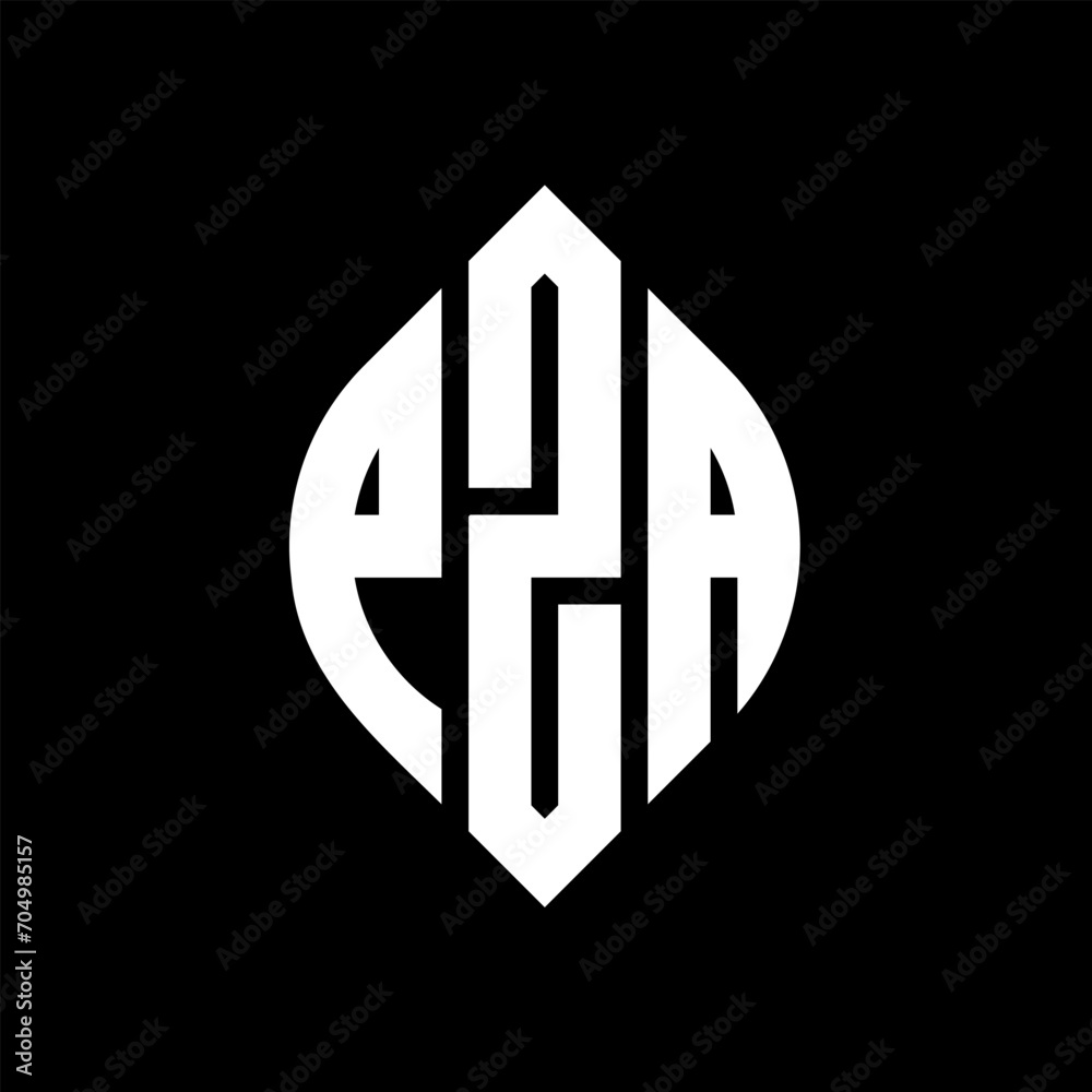 PZA circle letter logo design with circle and ellipse shape. PZA ellipse letters with typographic style. The three initials form a circle logo. PZA circle emblem abstract monogram letter mark vector. PZA circle letter logo design with circle and ellipse shape. PZA ellipse letters with typographic style. The three initials form a circle logo. PZA circle emblem abstract monogram letter mark vector.