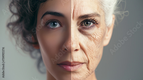 Aging of female skin in two different age. 
