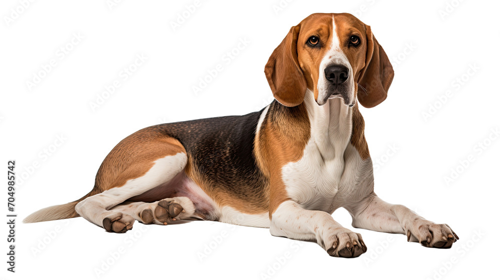 American Foxhound dog isolated on a transparent background