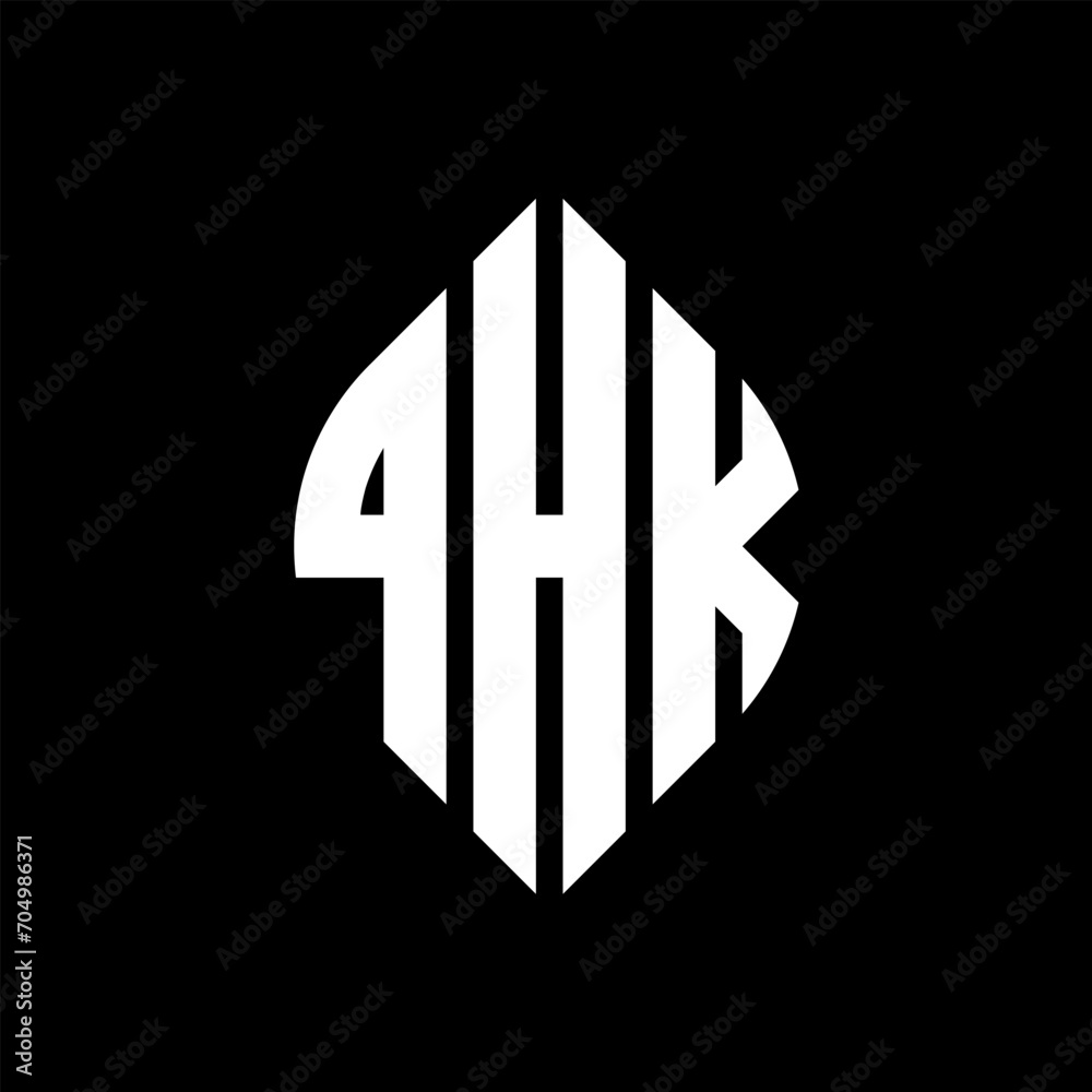 QHK circle letter logo design with circle and ellipse shape. QHK ellipse letters with typographic style. The three initials form a circle logo. QHK circle emblem abstract monogram letter mark vector. QHK circle letter logo design with circle and ellipse shape. QHK ellipse letters with typographic style. The three initials form a circle logo. QHK circle emblem abstract monogram letter mark vector.