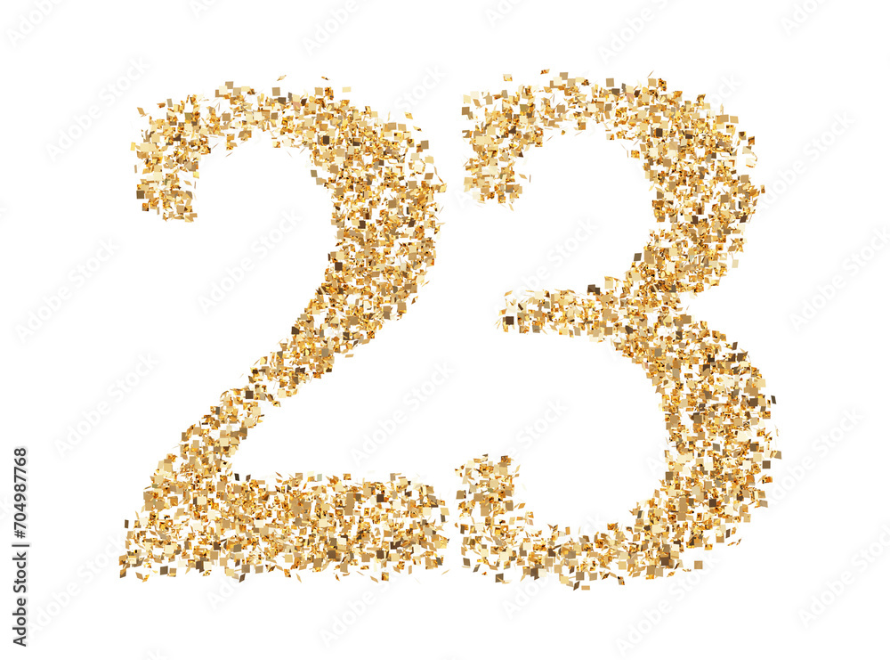 Number 23 glitter gold render Number 23 glitter gold render