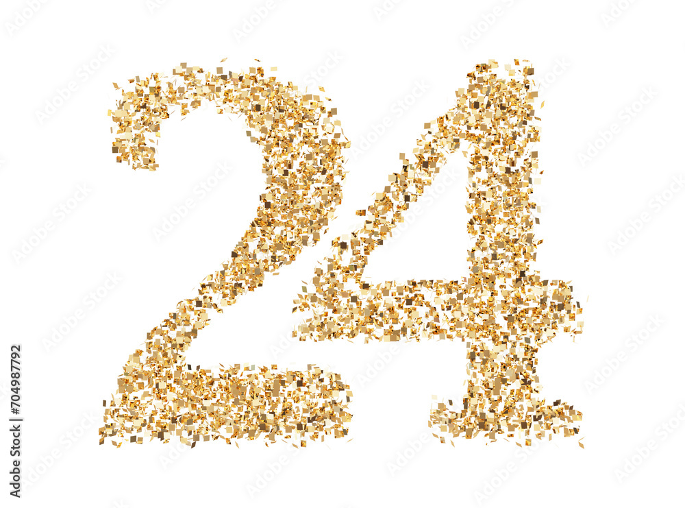 Number 24 glitter gold render Number 24 glitter gold render