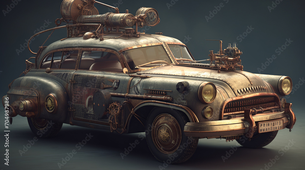 old car engine, yellow, vintage background, products, enginer, generative, ai, steampunk, background, clockwork, brooch, 