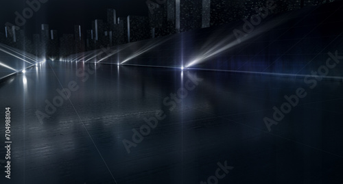 Abstract futuristic light and reflection. Elegant grid line background. 3D rendering.