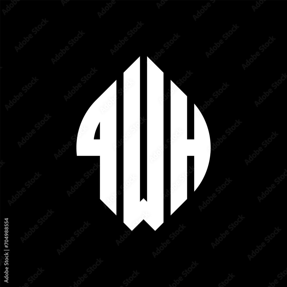 QWH circle letter logo design with circle and ellipse shape. QWH ellipse letters with typographic style. The three initials form a circle logo. QWH circle emblem abstract monogram letter mark vector. QWH circle letter logo design with circle and ellipse shape. QWH ellipse letters with typographic style. The three initials form a circle logo. QWH circle emblem abstract monogram letter mark vector.