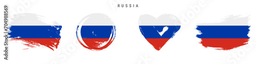 Russia hand drawn grunge style flag icon set. Free brush stroke flat vector illustration isolated on white