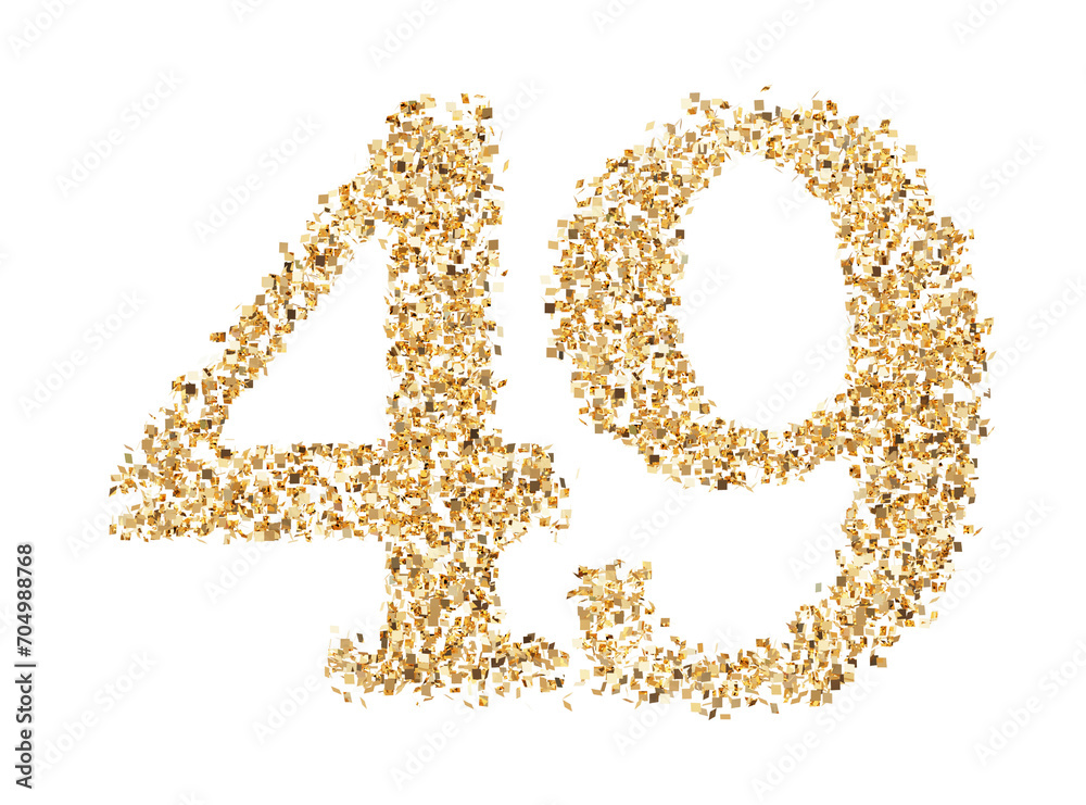 Number 49 glitter gold render Number 49 glitter gold render