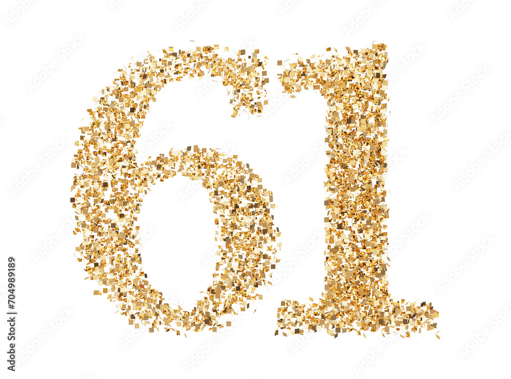Number 61 glitter gold render Number 61 glitter gold render