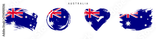 Australia hand drawn grunge style flag icon set. Free brush stroke flat vector illustration isolated on white