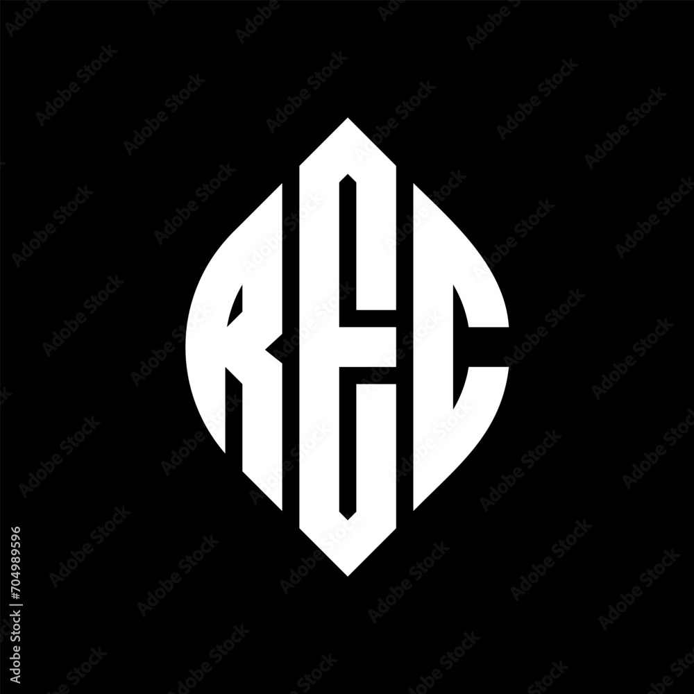 REC circle letter logo design with circle and ellipse shape. REC ellipse letters with typographic style. The three initials form a circle logo. REC circle emblem abstract monogram letter mark vector. REC circle letter logo design with circle and ellipse shape. REC ellipse letters with typographic style. The three initials form a circle logo. REC circle emblem abstract monogram letter mark vector.