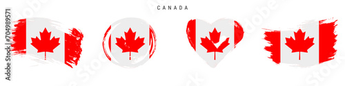 Canada hand drawn grunge style flag icon set. Free brush stroke flat vector illustration isolated on white