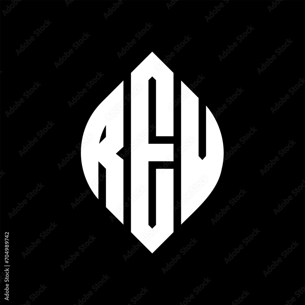 REV circle letter logo design with circle and ellipse shape. REV ellipse letters with typographic style. The three initials form a circle logo. REV circle emblem abstract monogram letter mark vector. REV circle letter logo design with circle and ellipse shape. REV ellipse letters with typographic style. The three initials form a circle logo. REV circle emblem abstract monogram letter mark vector.