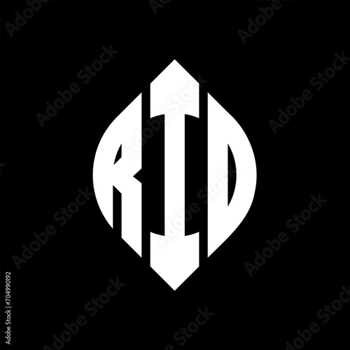 RID circle letter logo design with circle and ellipse shape. RID ellipse letters with typographic style. The three initials form a circle logo. RID circle emblem abstract monogram letter mark vector.