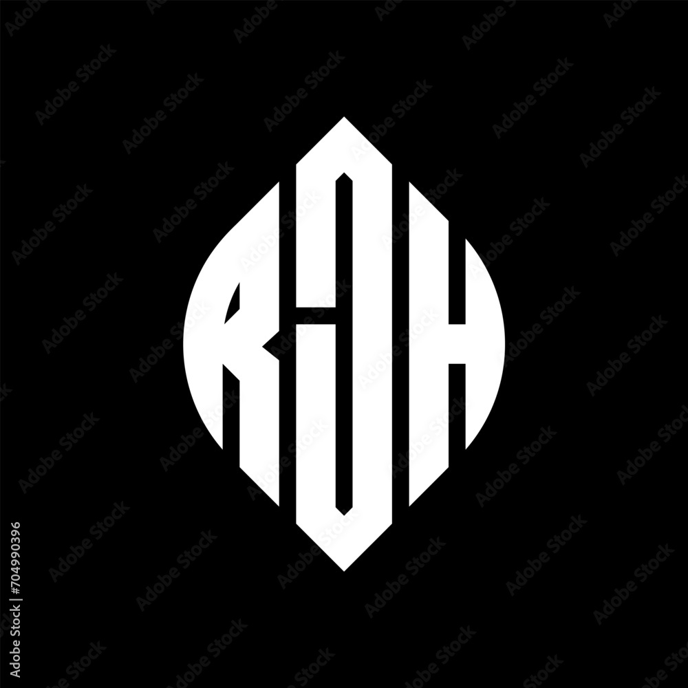 RJH circle letter logo design with circle and ellipse shape. RJH ellipse letters with typographic style. The three initials form a circle logo. RJH circle emblem abstract monogram letter mark vector. RJH circle letter logo design with circle and ellipse shape. RJH ellipse letters with typographic style. The three initials form a circle logo. RJH circle emblem abstract monogram letter mark vector.