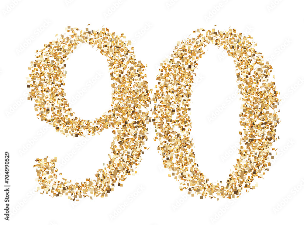 Number 90 glitter gold render Number 90 glitter gold render