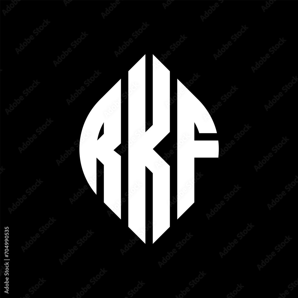 RKF circle letter logo design with circle and ellipse shape. RKF ellipse letters with typographic style. The three initials form a circle logo. RKF circle emblem abstract monogram letter mark vector. RKF circle letter logo design with circle and ellipse shape. RKF ellipse letters with typographic style. The three initials form a circle logo. RKF circle emblem abstract monogram letter mark vector.