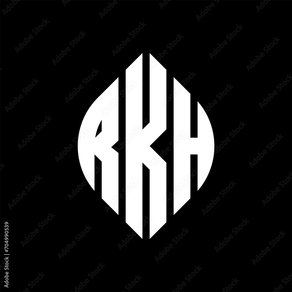 RKH circle letter logo design with circle and ellipse shape. RKH ellipse letters with typographic style. The three initials form a circle logo. RKH circle emblem abstract monogram letter mark vector. RKH circle letter logo design with circle and ellipse shape. RKH ellipse letters with typographic style. The three initials form a circle logo. RKH circle emblem abstract monogram letter mark vector.