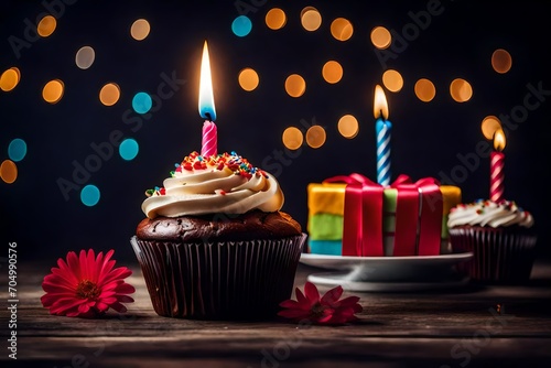 Birthday Cupcake With One Candle