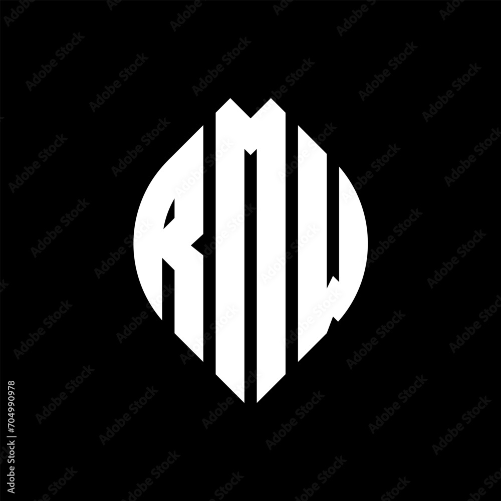 RMW circle letter logo design with circle and ellipse shape. RMW ellipse letters with typographic style. The three initials form a circle logo. RMW circle emblem abstract monogram letter mark vector. RMW circle letter logo design with circle and ellipse shape. RMW ellipse letters with typographic style. The three initials form a circle logo. RMW circle emblem abstract monogram letter mark vector.
