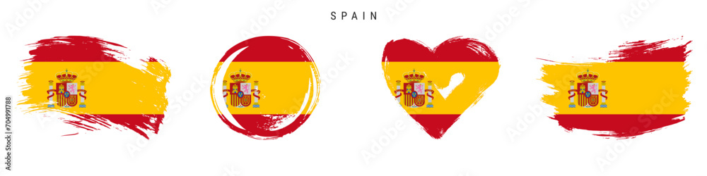 Spain hand drawn grunge style flag icon set. Free brush stroke flat vector illustration isolated on white Spain hand drawn grunge style flag icon set. Free brush stroke flat vector illustration isolated on white